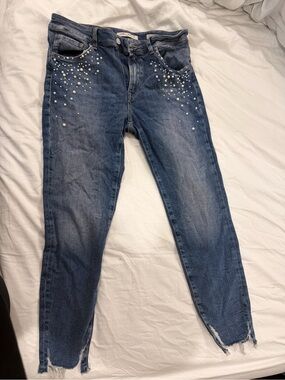 Mavi Blue Skinny Jeans with Pearl Accents